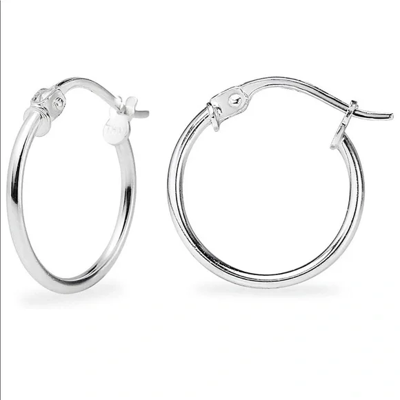 *BUNDLE SET* 2 Pairs 925 Sterling Silver Hoop Earrings ~ YOU PICK SIZE!! - Picture 1 of 3